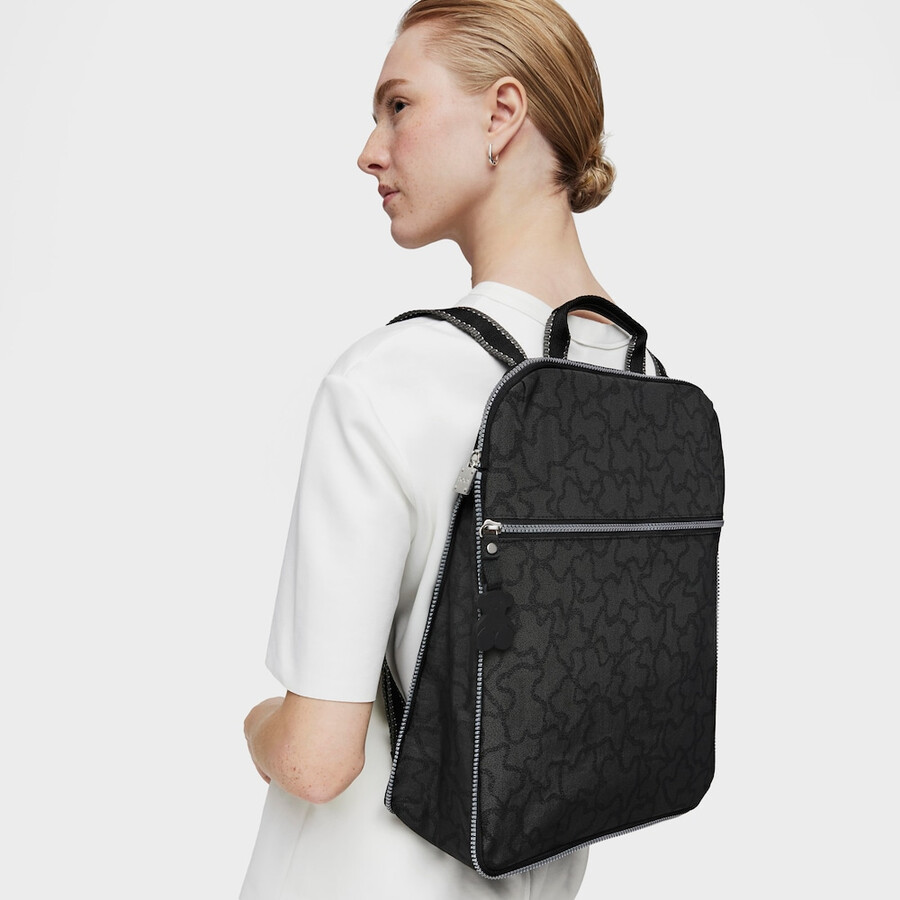 anthrazitschwarzer nylon-rucksack von kaos new colores