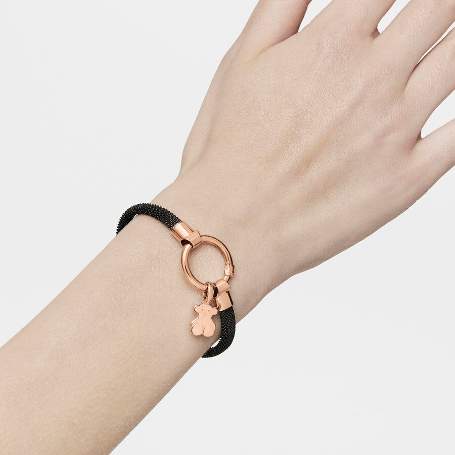 mittelgroßes tous hold armband aus roséversilbertem und schwarz galvanisiertem stahl