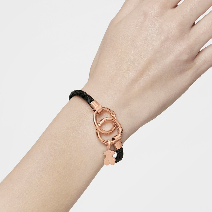 mittelgroßes tous hold armband aus roséversilbertem und schwarz galvanisiertem stahl