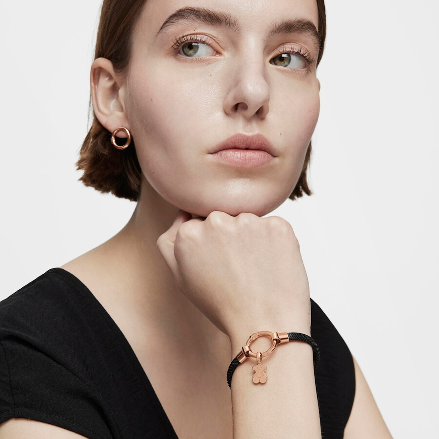 mittelgroßes tous hold armband aus roséversilbertem und schwarz galvanisiertem stahl