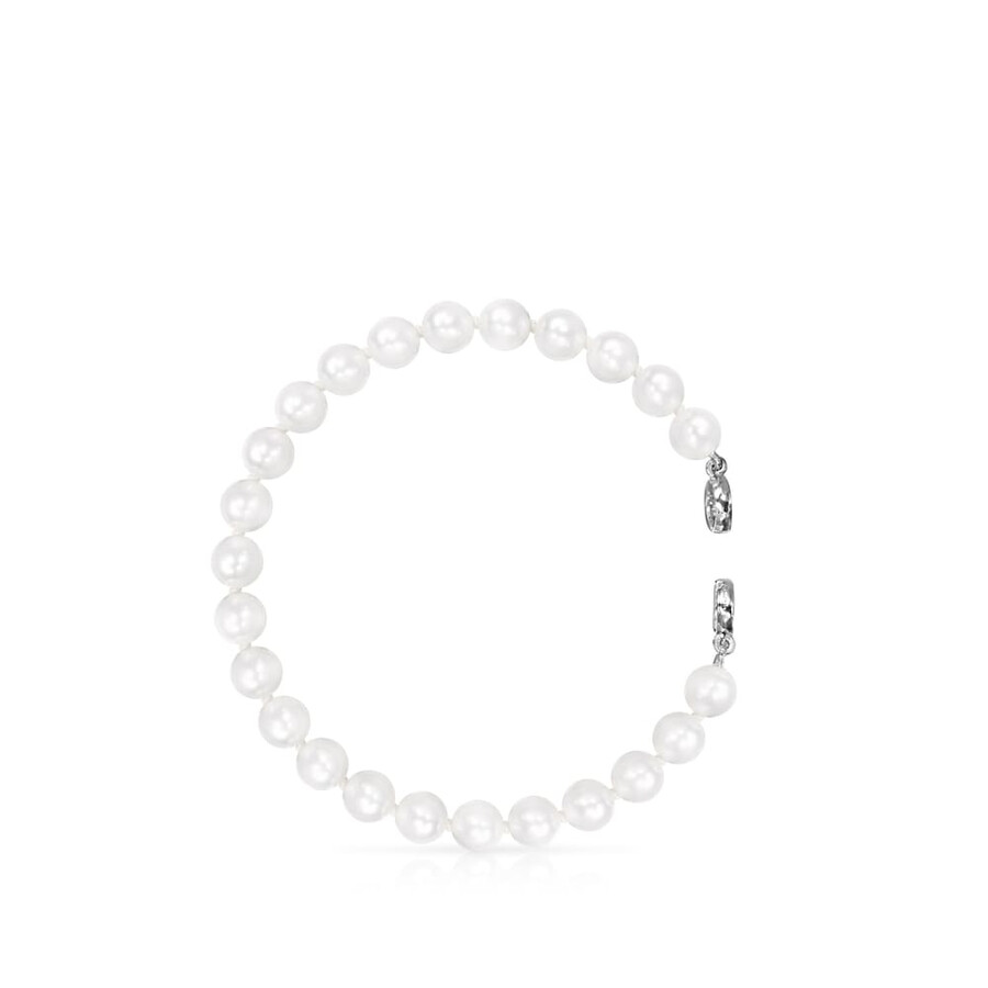 silbernes tous hold armband mit perlen 175 cm.