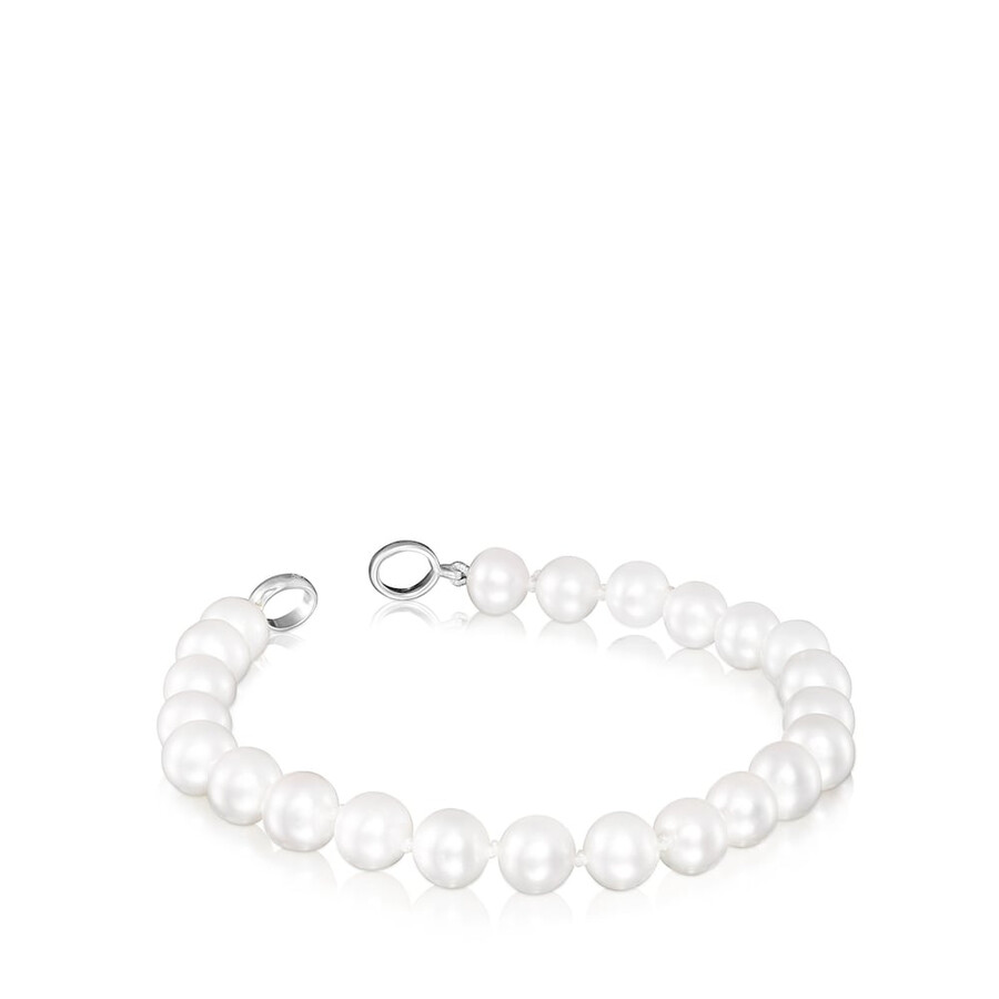 silbernes tous hold armband mit perlen 175 cm.