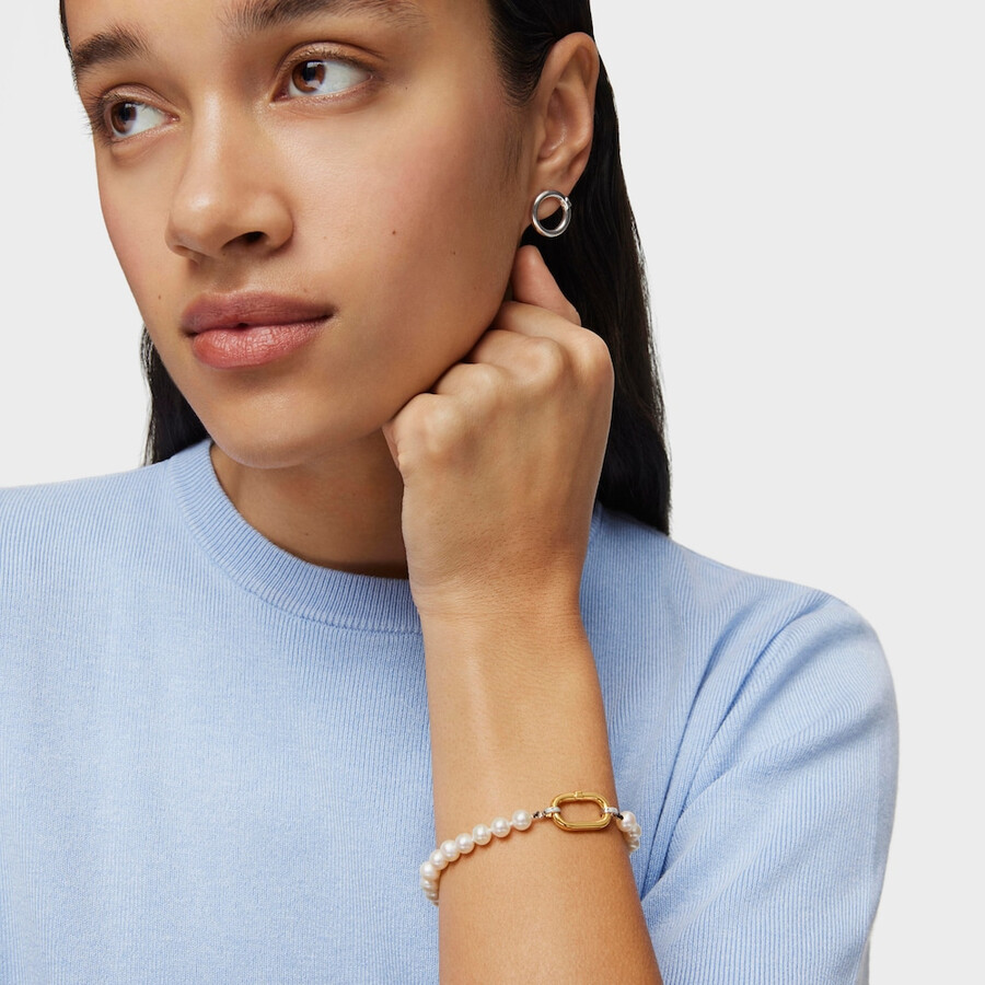 silbernes tous hold armband mit perlen 175 cm.