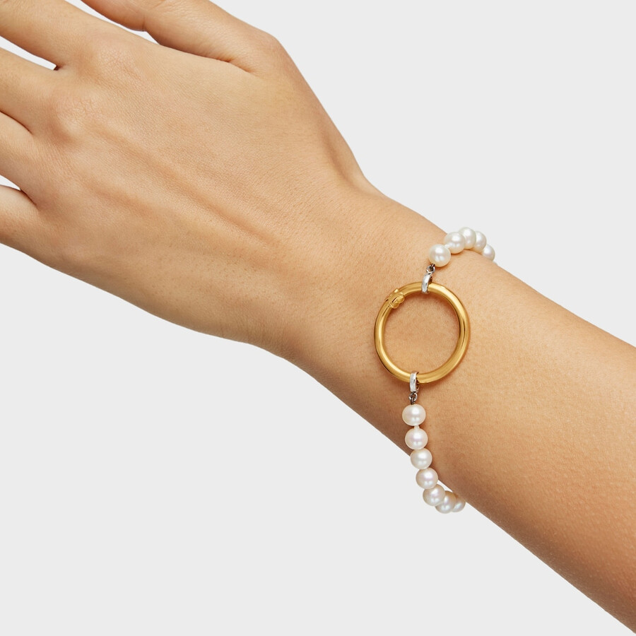 silbernes tous hold armband mit perlen 175 cm.