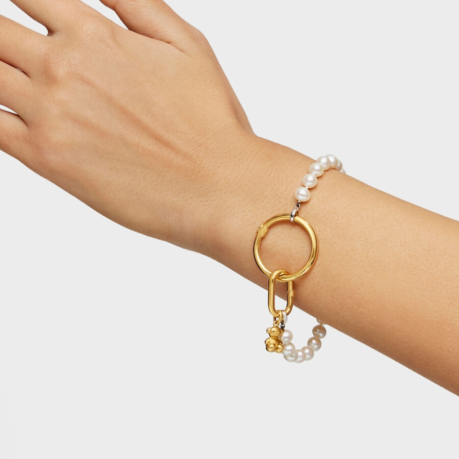 silbernes tous hold armband mit perlen 175 cm.