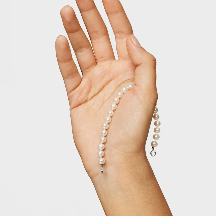 silbernes tous hold armband mit perlen 175 cm.