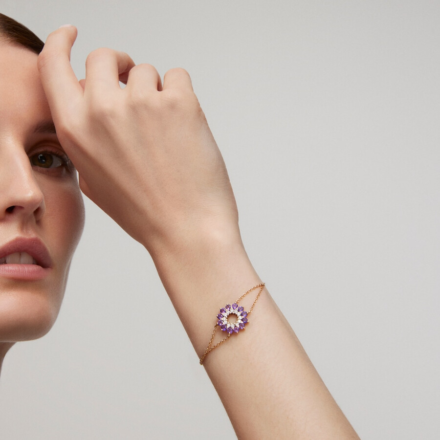 armband aus gold mit diamanten und amethyst tous atelier