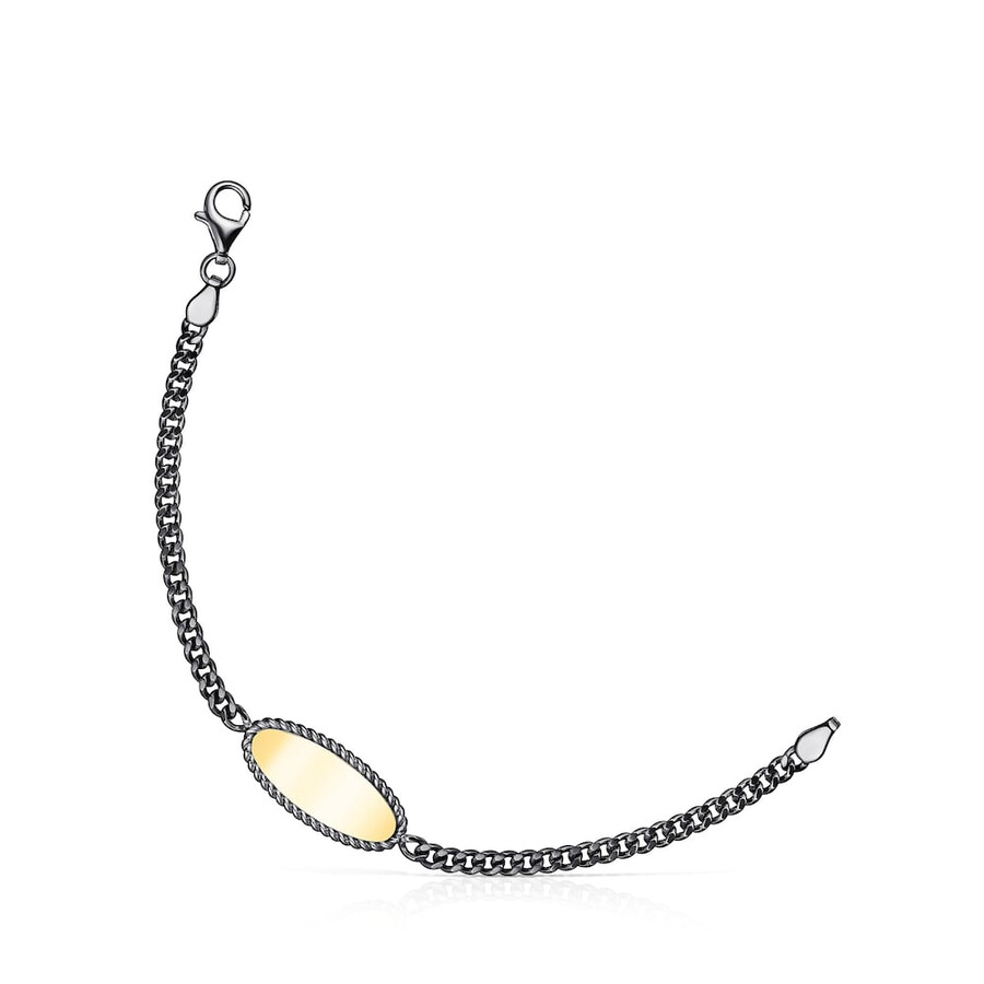 minne-armband aus dunklem silber und silber vermeil