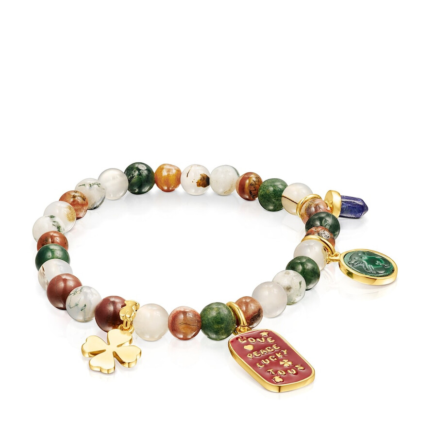 tous good vibes armband aus silberversilbertem silber mit achaten