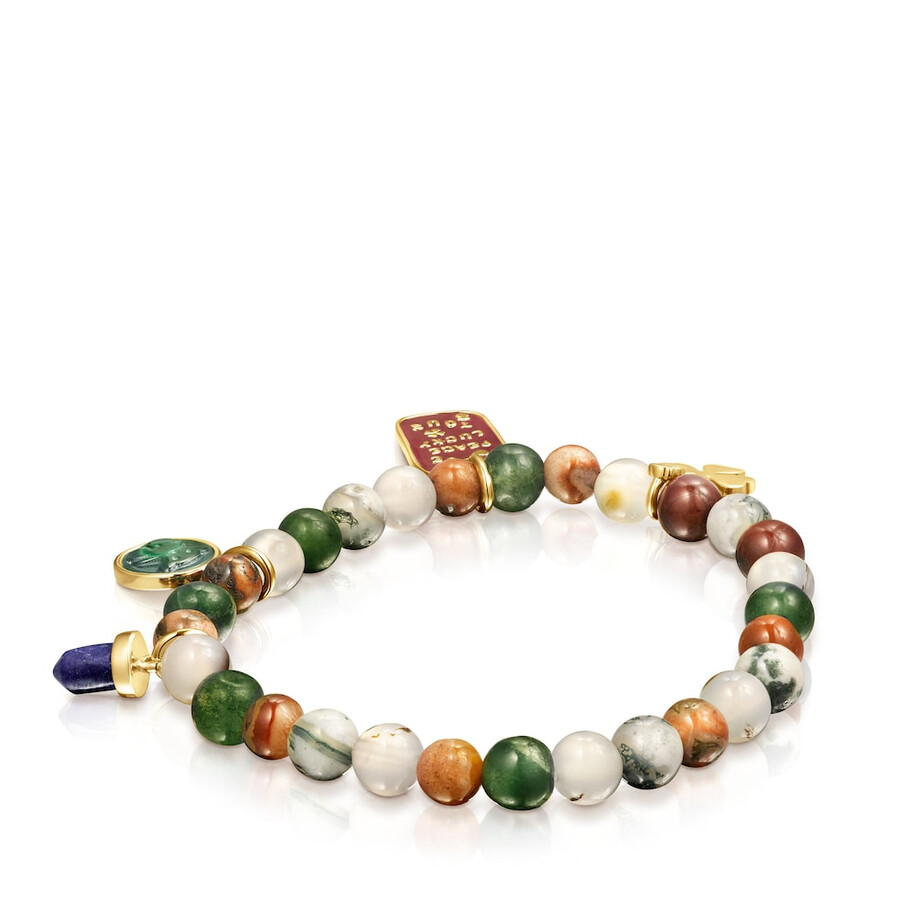 tous good vibes armband aus silberversilbertem silber mit achaten