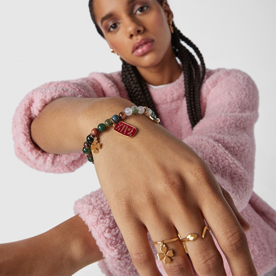 tous good vibes armband aus silberversilbertem silber mit achaten