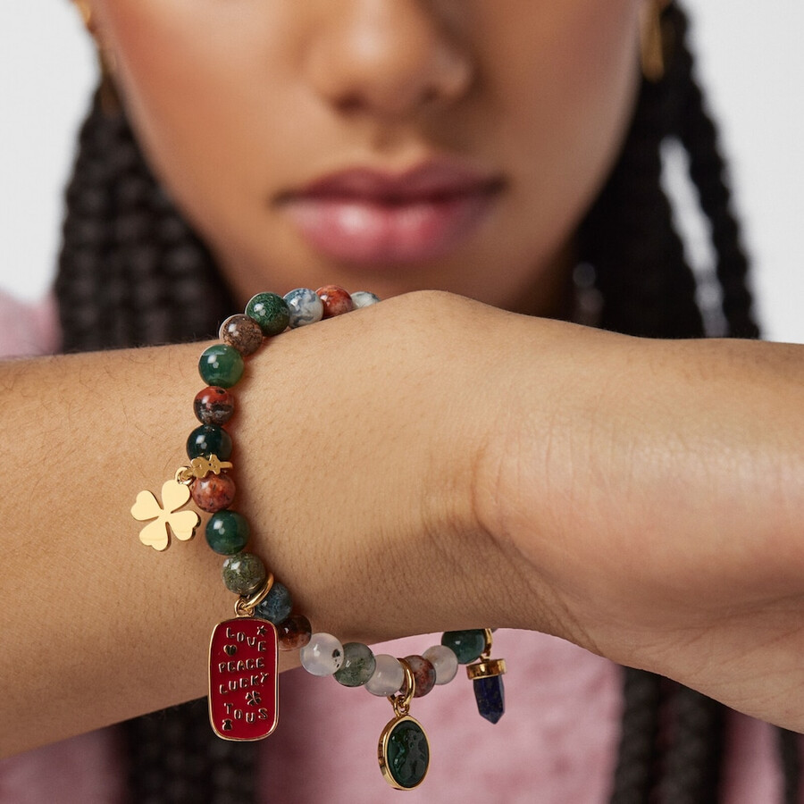 tous good vibes armband aus silberversilbertem silber mit achaten