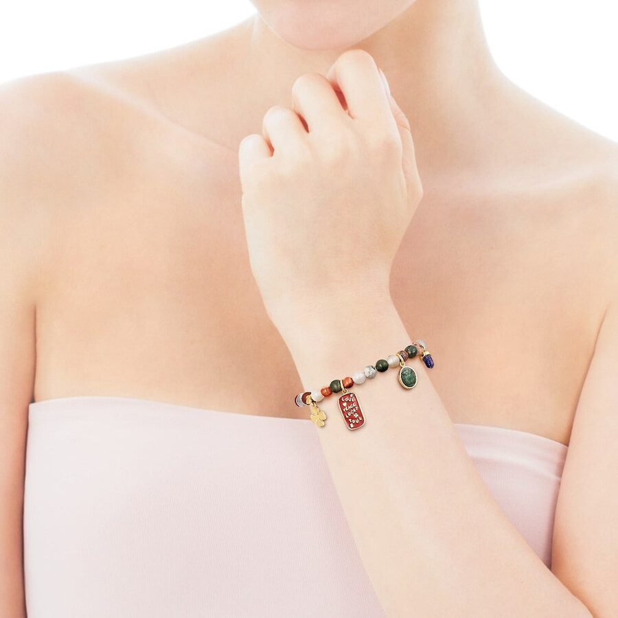 tous good vibes armband aus silberversilbertem silber mit achaten