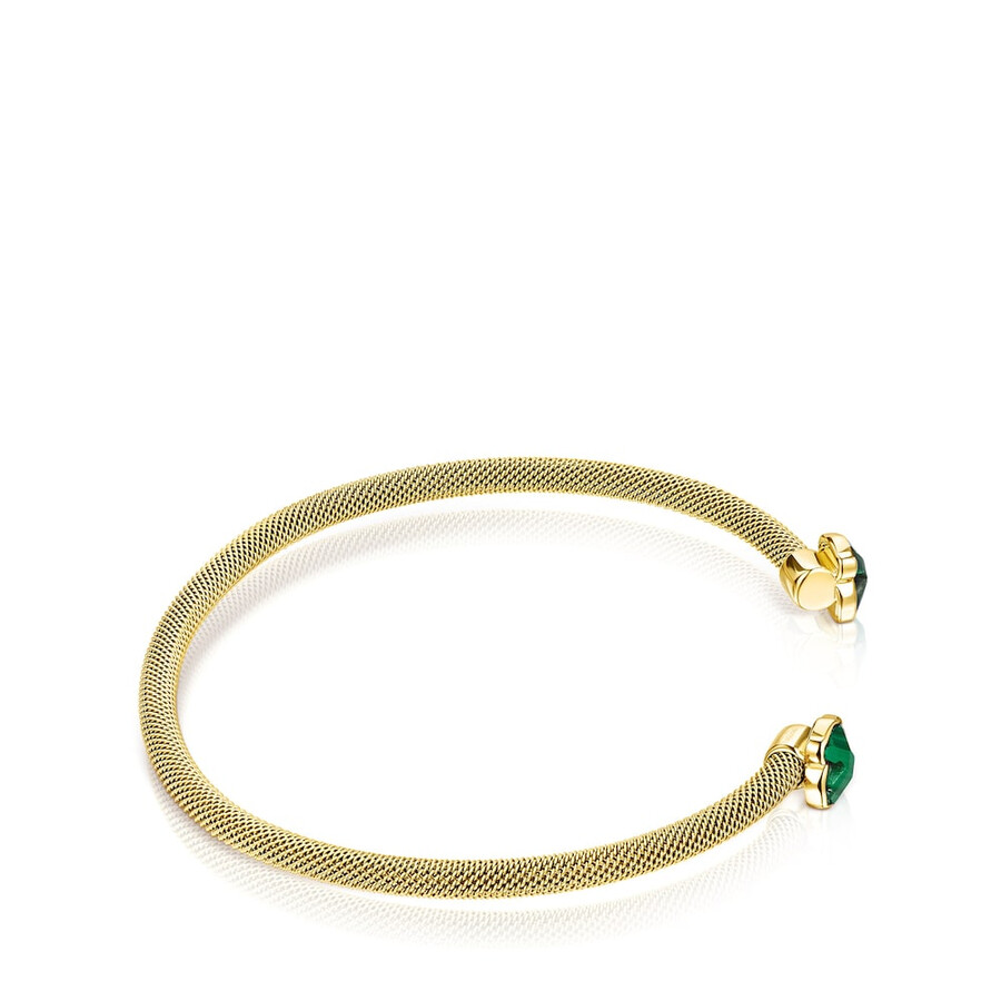 feines goldfarbenes ip-stahlarmband mit malachit