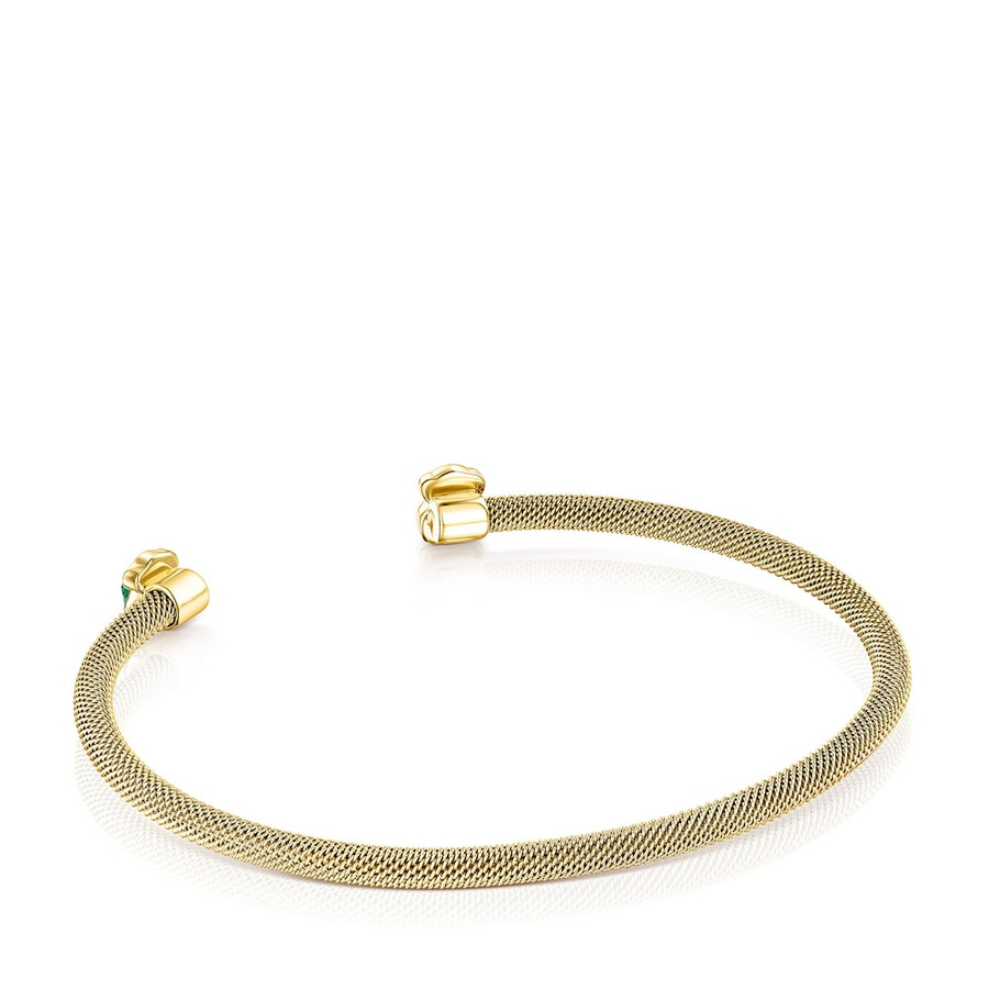 feines goldfarbenes ip-stahlarmband mit malachit