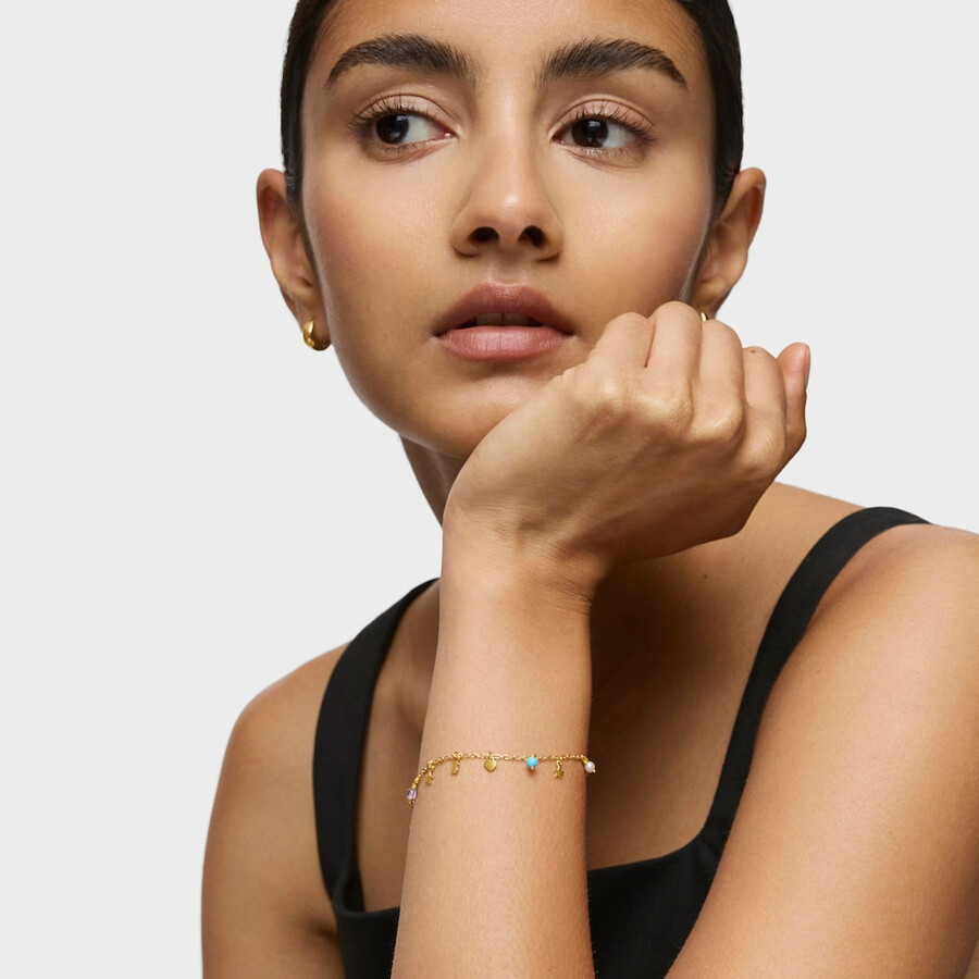 cool joy armband aus silberversilbertem metall mit edelsteinen