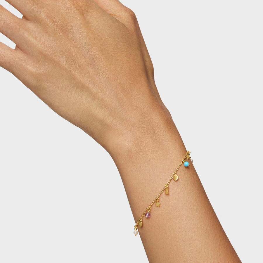 cool joy armband aus silberversilbertem metall mit edelsteinen