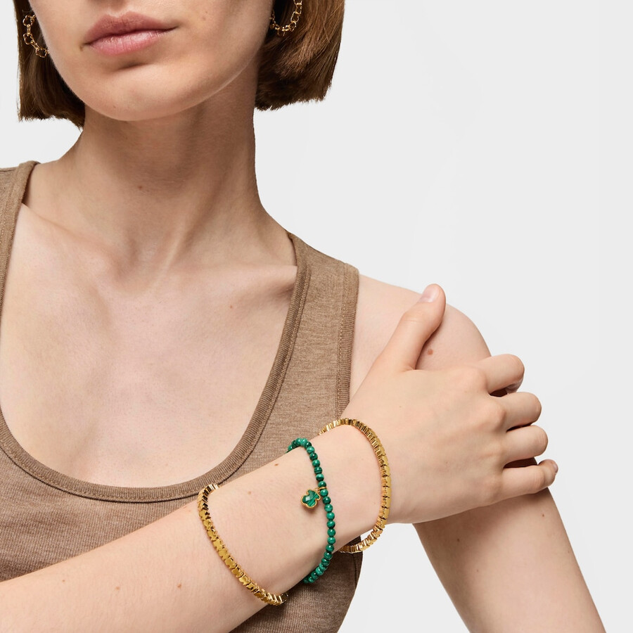armband aus silber-vermeil und malachit in den icon-farben