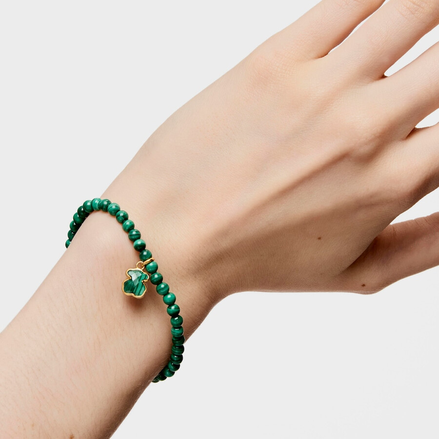 armband aus silber-vermeil und malachit in den icon-farben