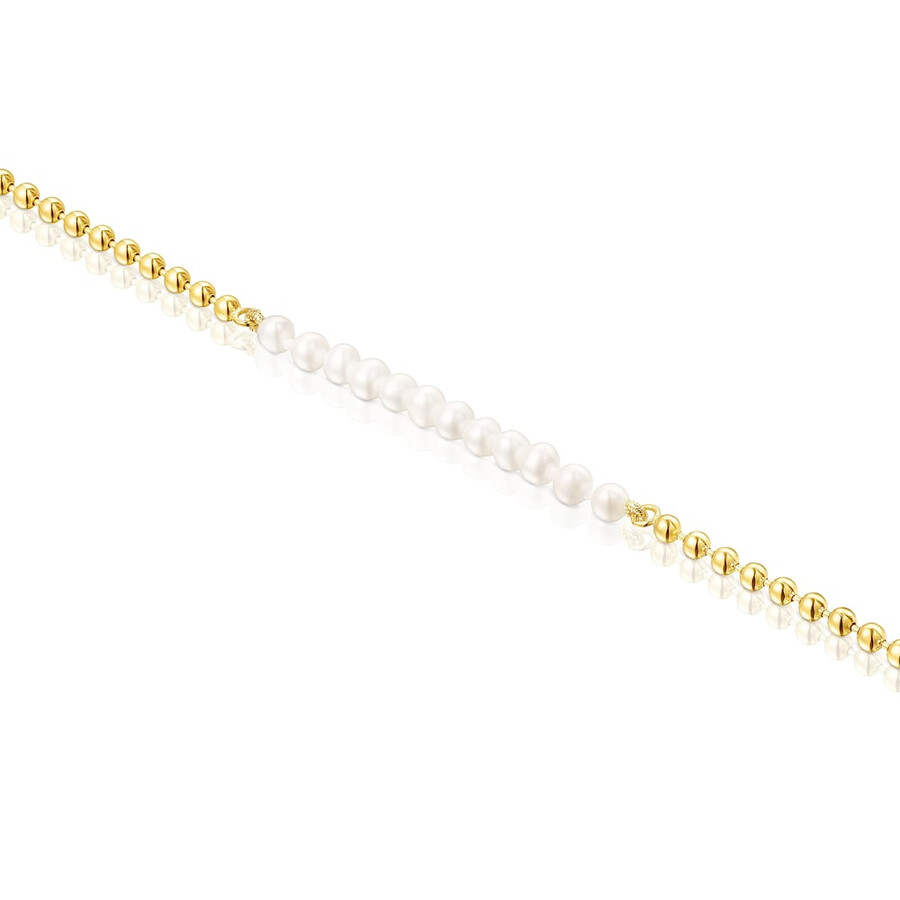 armband aus silbervergoldetem glänzendem silber mit perlen