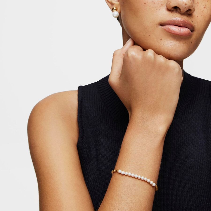 armband aus silbervergoldetem glänzendem silber mit perlen