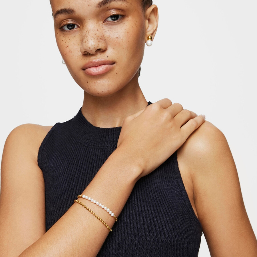 armband aus silbervergoldetem glänzendem silber mit perlen