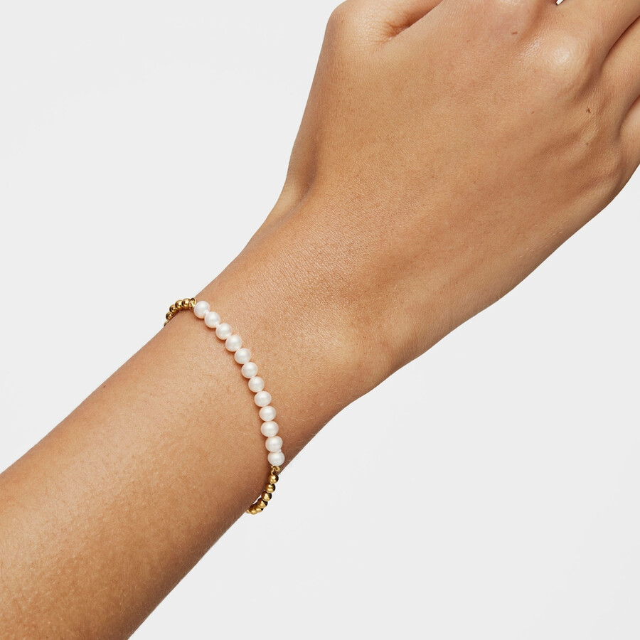 armband aus silbervergoldetem glänzendem silber mit perlen