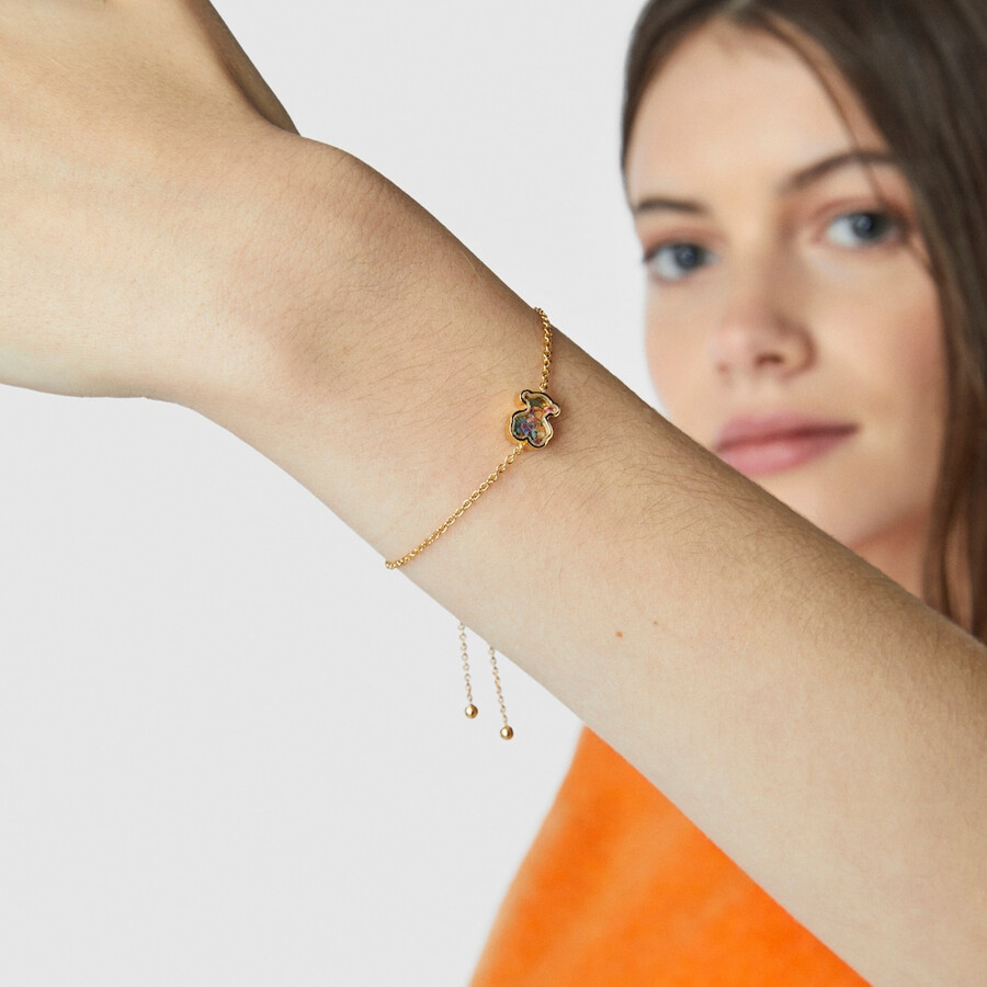 areia-armband aus vergoldetem silber mit mehrfarbigen edelsteinen