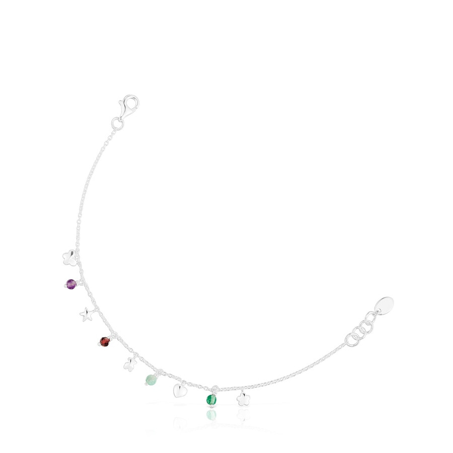 silbernes armband mit auffälligem motiv verziert mit edelsteinen und verzierungen