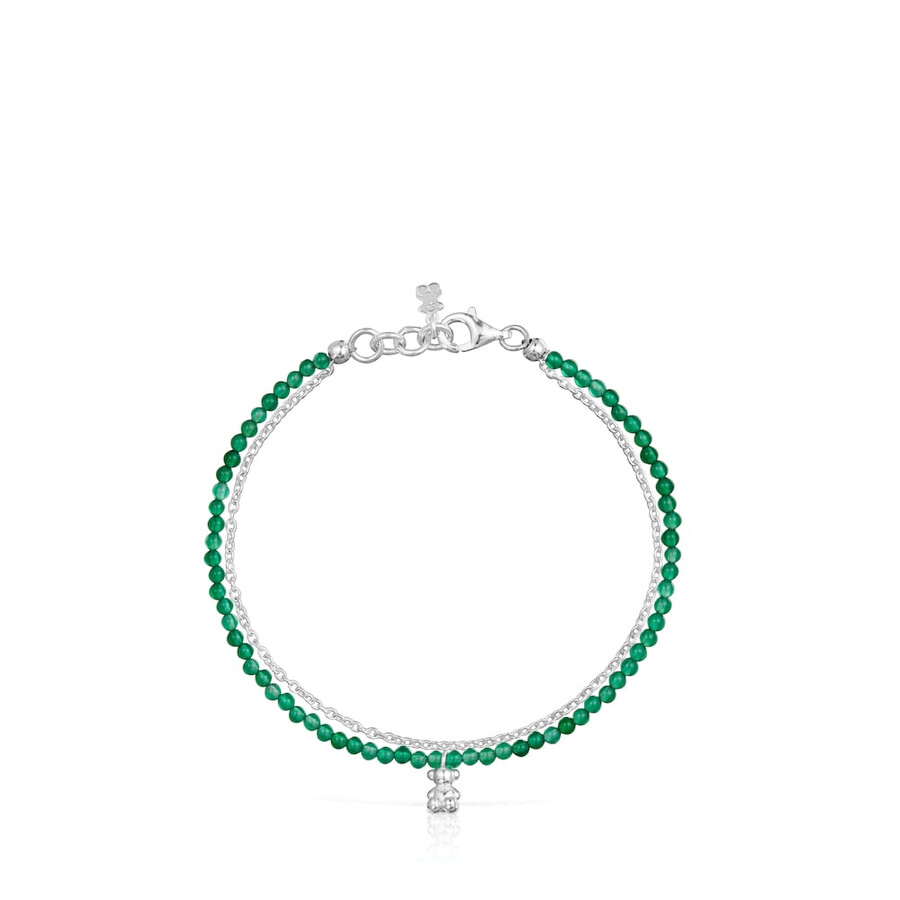 armband aus silber und behandeltem grünem chalcedon modell bold bear