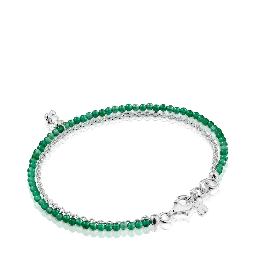 armband aus silber und behandeltem grünem chalcedon modell bold bear