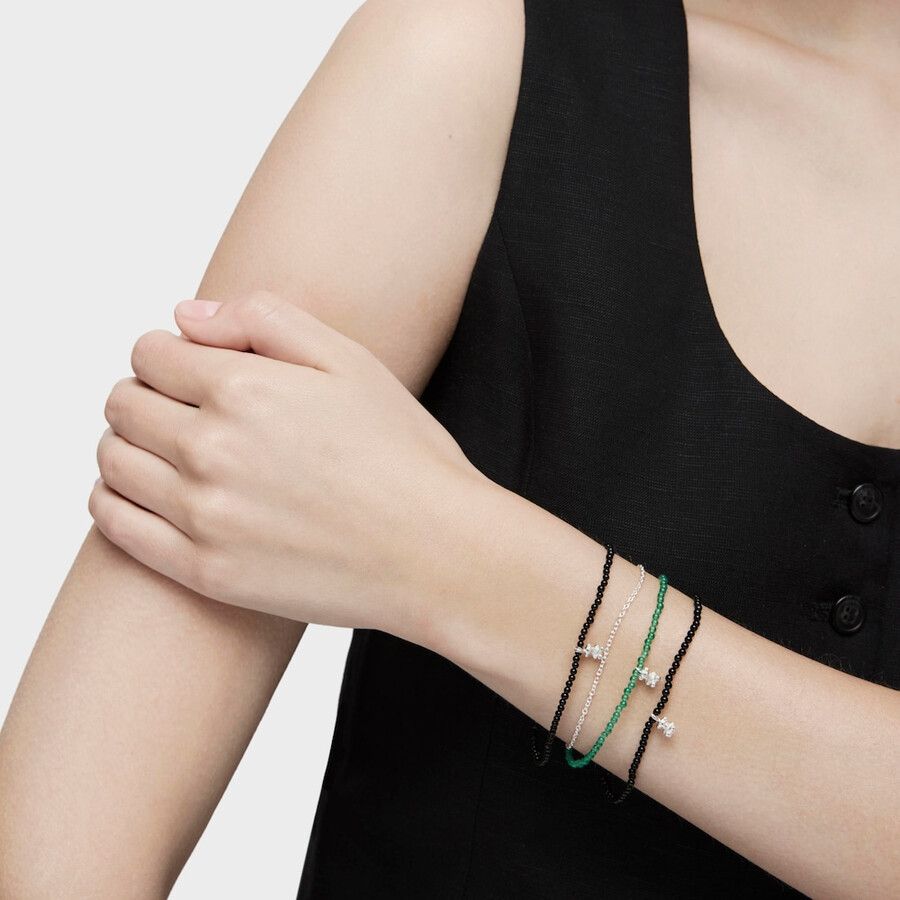 armband aus silber und behandeltem grünem chalcedon modell bold bear