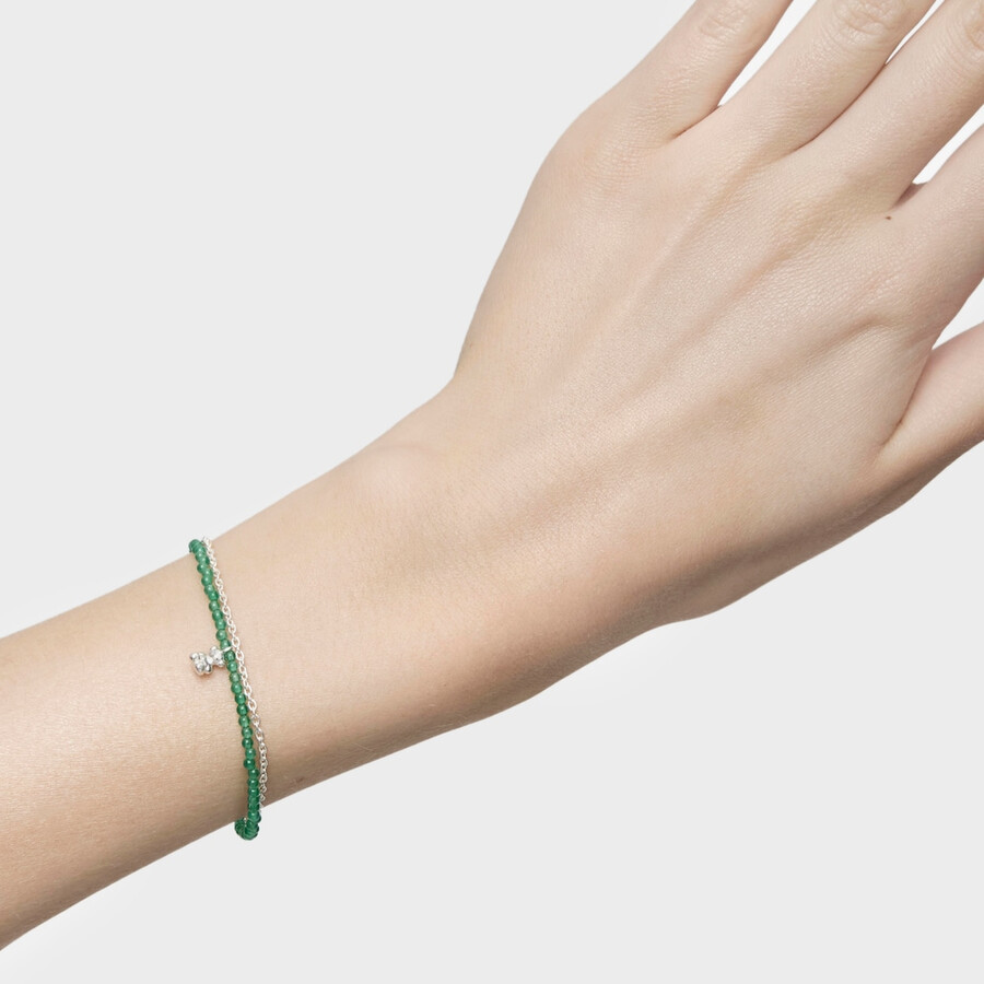 armband aus silber und behandeltem grünem chalcedon modell bold bear