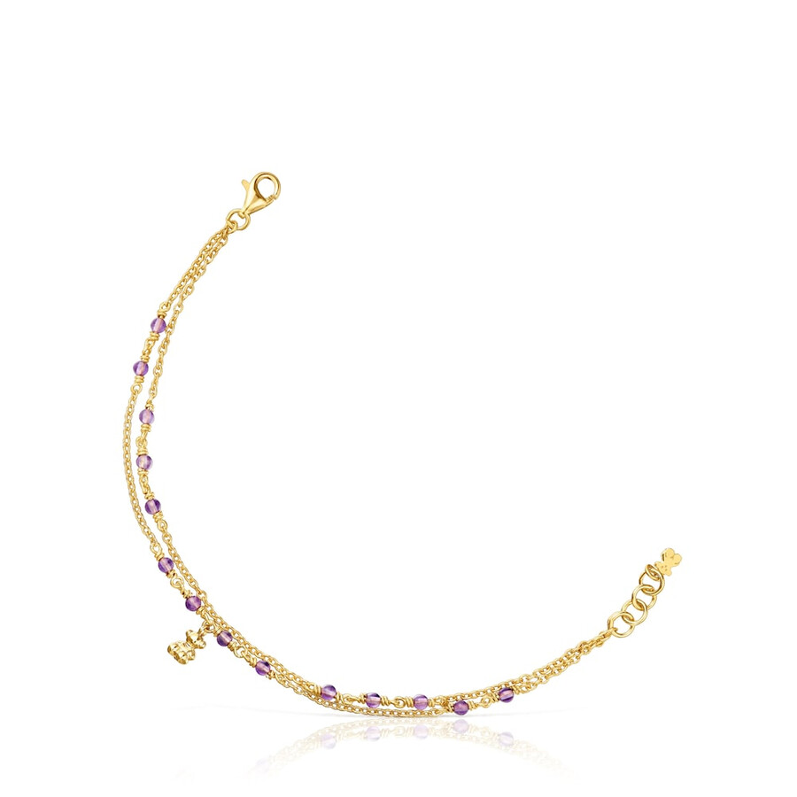 armband aus vergoldetem silber und amethyst modell bold bear