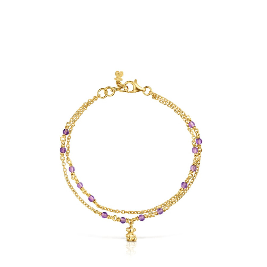 armband aus vergoldetem silber und amethyst modell bold bear