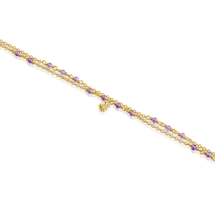 armband aus vergoldetem silber und amethyst modell bold bear