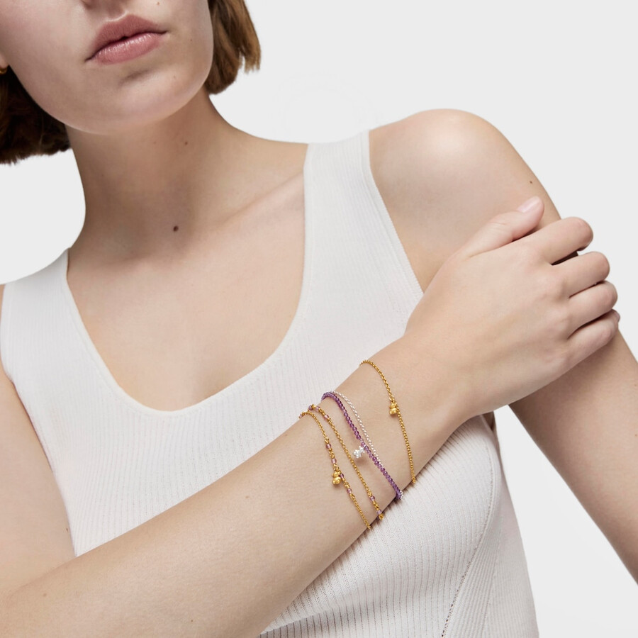 armband aus vergoldetem silber und amethyst modell bold bear