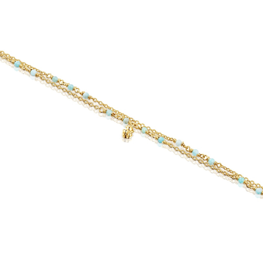 armband aus vergoldetem silber und amazonit modell bold bear