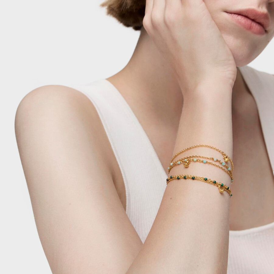 armband aus vergoldetem silber und amazonit modell bold bear