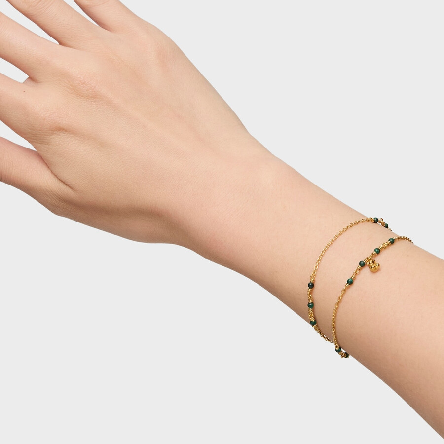 armband aus vergoldetem silber und malachit modell bold bear