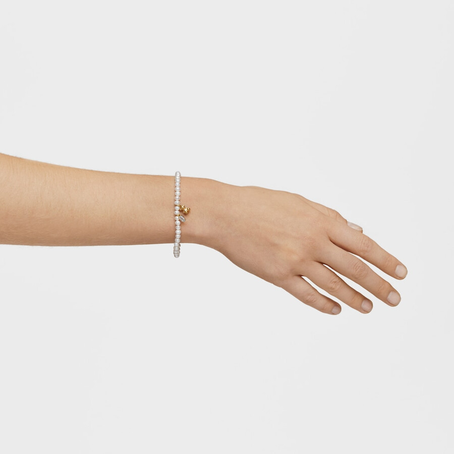 elastisches armband mit goldplattierung auf silber zuchtperle und topas bold bear