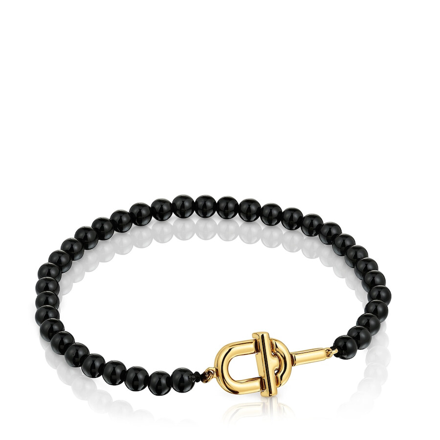 armband mit 18-karätiger vergoldung über silber und onyx tous manifesto