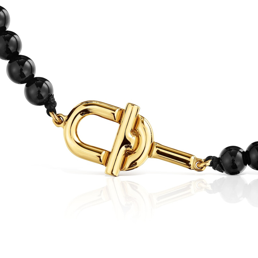 armband mit 18-karätiger vergoldung über silber und onyx tous manifesto