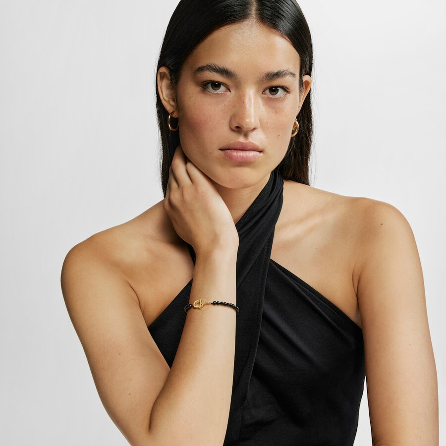 armband mit 18-karätiger vergoldung über silber und onyx tous manifesto