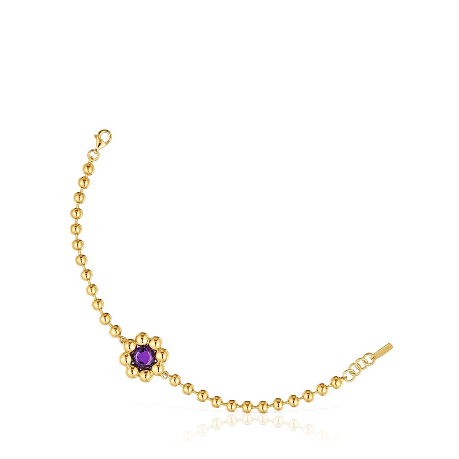 blumenarmband mit 18-karätiger vergoldung auf silber und amethyst sugar party