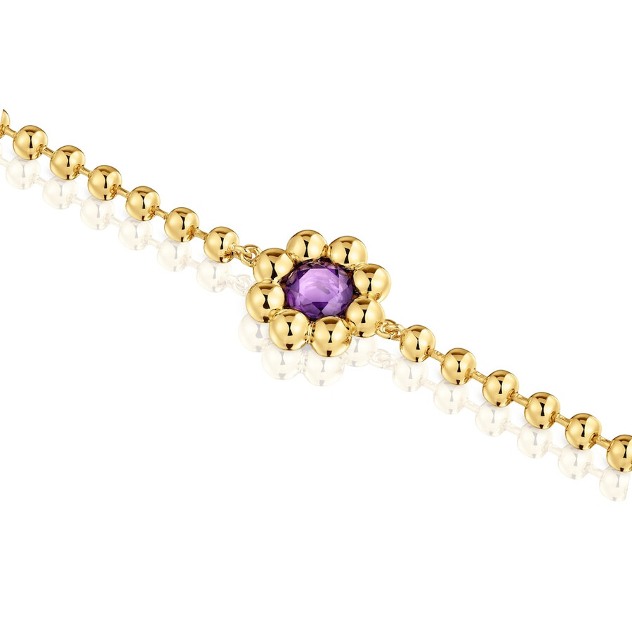 blumenarmband mit 18-karätiger vergoldung auf silber und amethyst sugar party