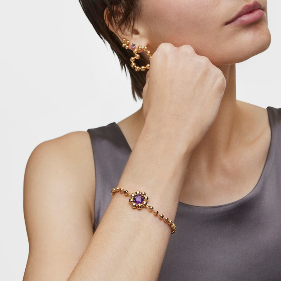 blumenarmband mit 18-karätiger vergoldung auf silber und amethyst sugar party