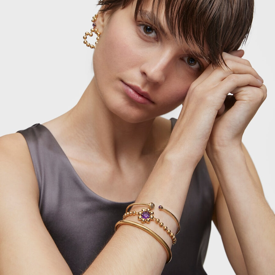 blumenarmband mit 18-karätiger vergoldung auf silber und amethyst sugar party