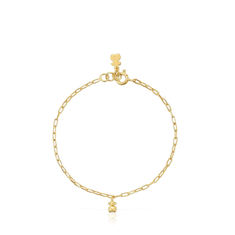 kettenarmband mit 18-karätiger vergoldung auf silber und ovalen ringen bold bear