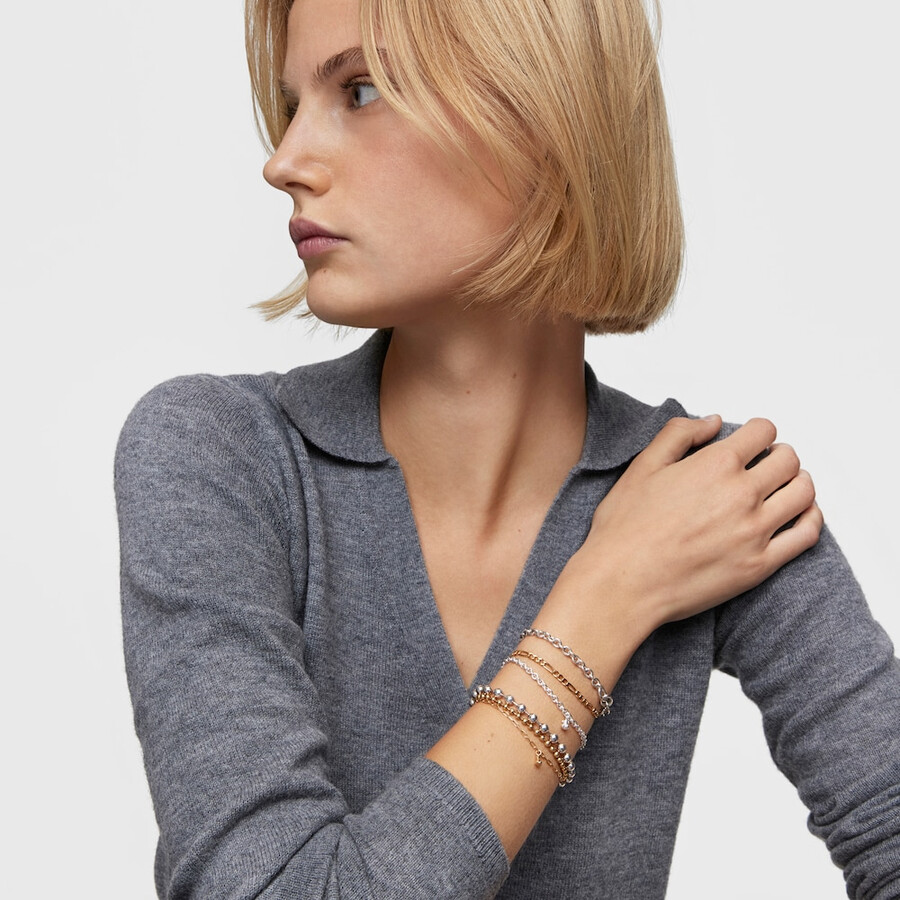 kettenarmband mit 18-karätiger vergoldung auf silber und ovalen ringen bold bear